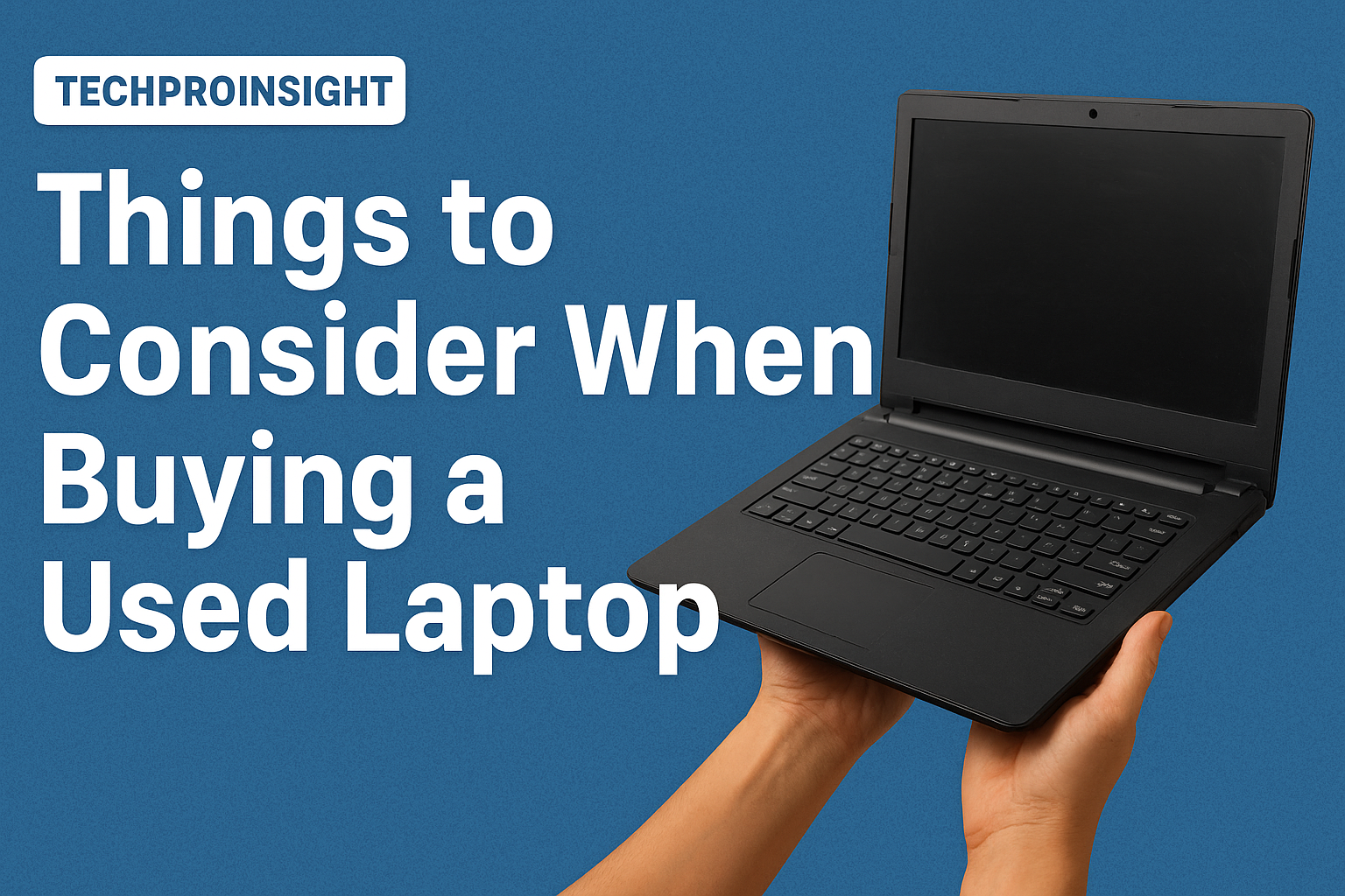 Person inspecting a used laptop in 2025, checking screen, keyboard, and ports before purchase.